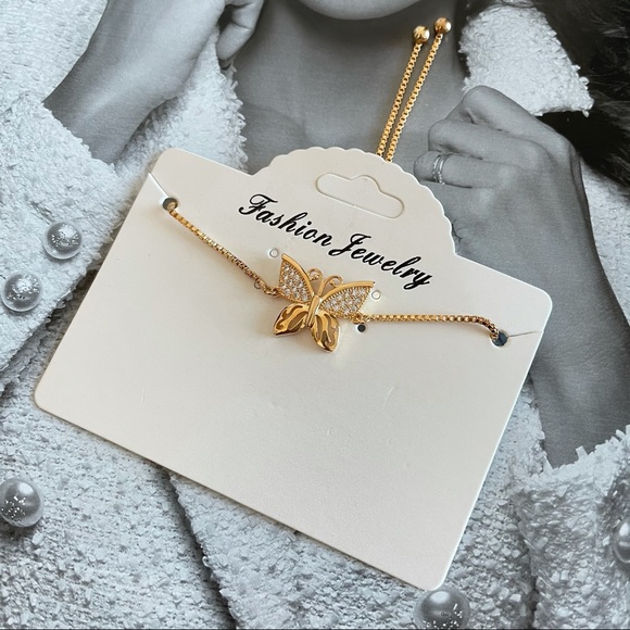 Cubic Zirconia Crystal CZ Butterfly Bracelet - Picture 1 of 5